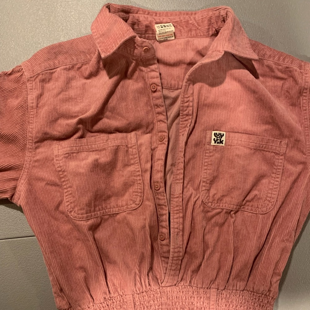 Lucy & Yak Eddie Boiler Suit Pink Corduroy Medium